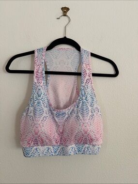 SHEIN Pink & Blue Printed Racerback Sports Bra